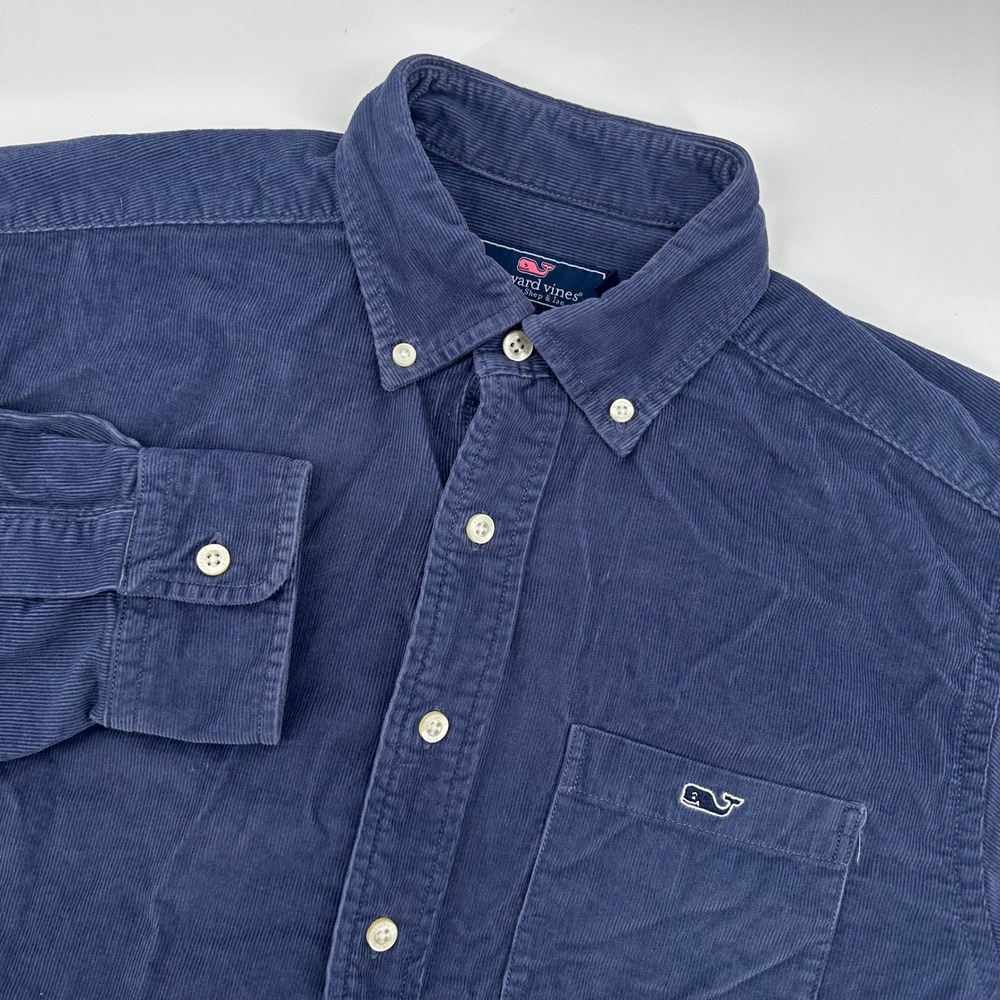 Vineyard Vines Tucker Shirt Mens Small Corduroy Button‎ Down Whale Logo Blue